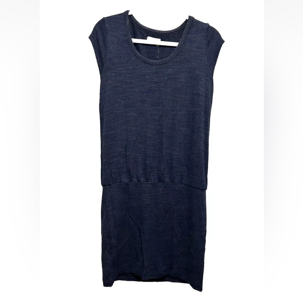 Lou & Grey Blue Knit Dress Womens S Small Drop Waist Cap Sleeve Athleisure